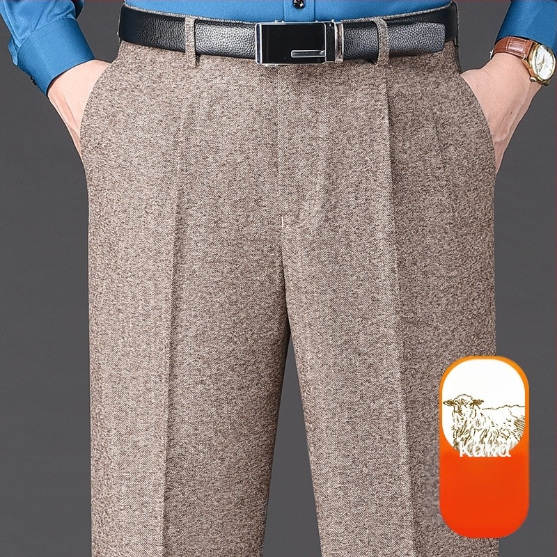 Ανδρικά παντελόνια για επιχειρηματικό στυλ, ίσια γραμμή, χειμερινά, με 85% μαλλί