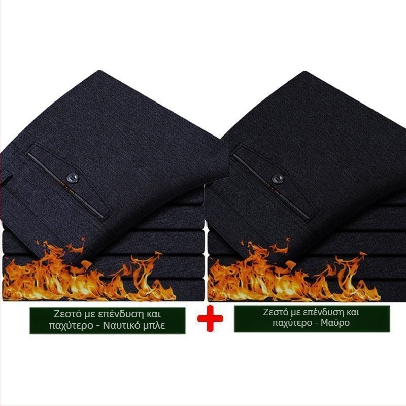 Ανδρικά παντελόνια σε επιχειρηματικό επίσημο στυλ, ίσια γραμμή, ύφασμα από λινό και μικροελαστικότητα