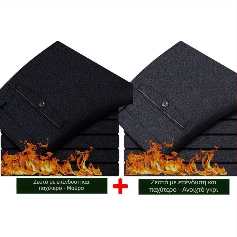 Ανδρικά παντελόνια σε επιχειρηματικό επίσημο στυλ, ίσια γραμμή, ύφασμα από λινό και μικροελαστικότητα