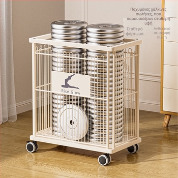 Mingren Storage: Ράφι αποθήκευσης εξοπλισμού γυμναστικής — ανθρακούχος χάλυβας, πολυλειτουργικό, περιστρεφόμενο και μετακινούμενο, τοποθετημένο στο δάπεδο