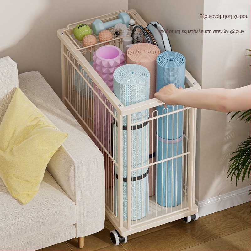 Mingren Storage: Ράφι αποθήκευσης εξοπλισμού γυμναστικής — ανθρακούχος χάλυβας, πολυλειτουργικό, περιστρεφόμενο και μετακινούμενο, τοποθετημένο στο δάπεδο