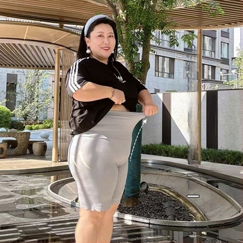 Γυναικείοι σορτς ασφαλείας με ψηλή μέση, πλεκτό ύφασμα Ice Silk, 77% νάιλον, επένδυση από βισκόζη 100%, μονόχρωμο