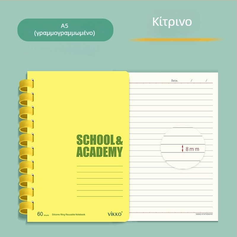 Σημειωματάριο Victory με PVC εξώφυλλο, δέσιμο με δαχτυλίδι σιλικόνης, χαρτί φυσικού χρώματος, βάρος χαρτιού 100, 1–50 σελίδες