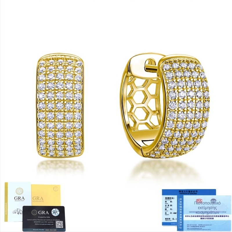 Σκουλαρίκια Moissanite, S925 ασήμι, συνολική 0.6 ctw, στρογγυλός λαμπρός κοπής, με πιστοποιητικό, σε στυλ hip-hop