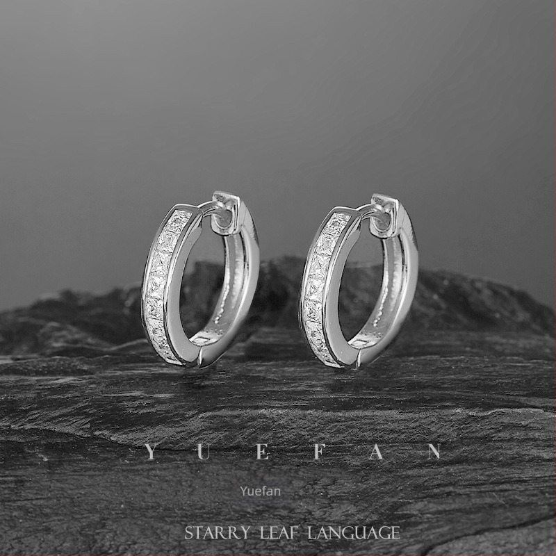 Σκουλαρίκια: Γεωμετρικοί κύκλοι από μοσανίτη, 1 καράτι, συνθετικός λίθος, ασήμι S925, κοπή οκτώ καρδιές και οκτώ βέλη