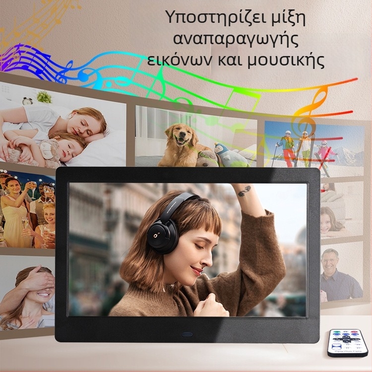 Ψηφιακή φωτογραφική κορνίζα για διαφήμιση – ανάλυση 1024×600, LED HD LCD, αναπαραγωγή μουσικής και βίντεο, SD/USB/TF, 16:9