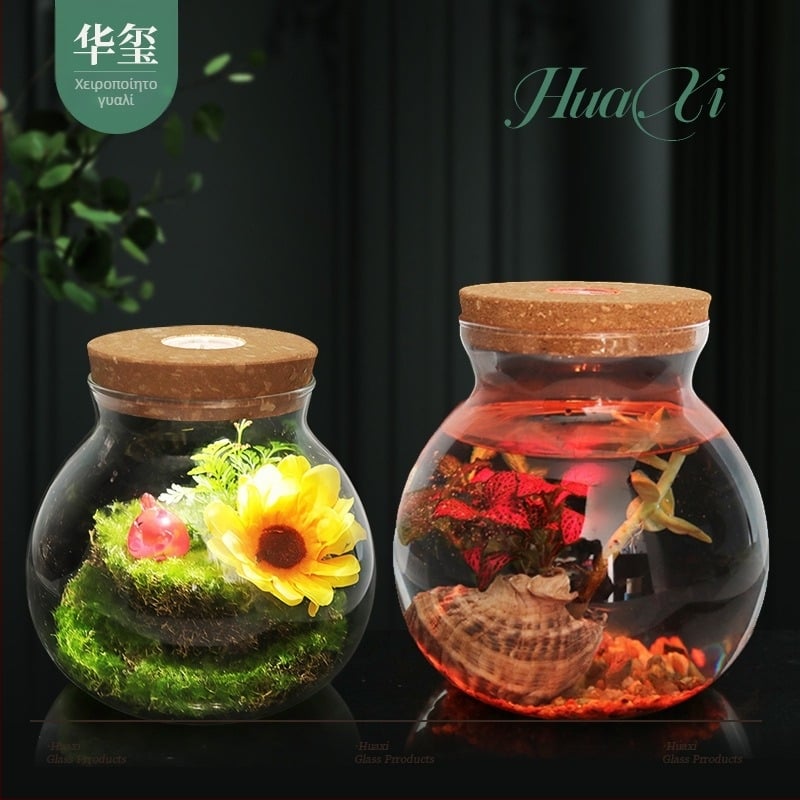 Υδροπονική γλάστρα φυτών από γυαλί υψηλού βορσολιτικού γυαλιού, φυσητό, προσαρμόσιμη