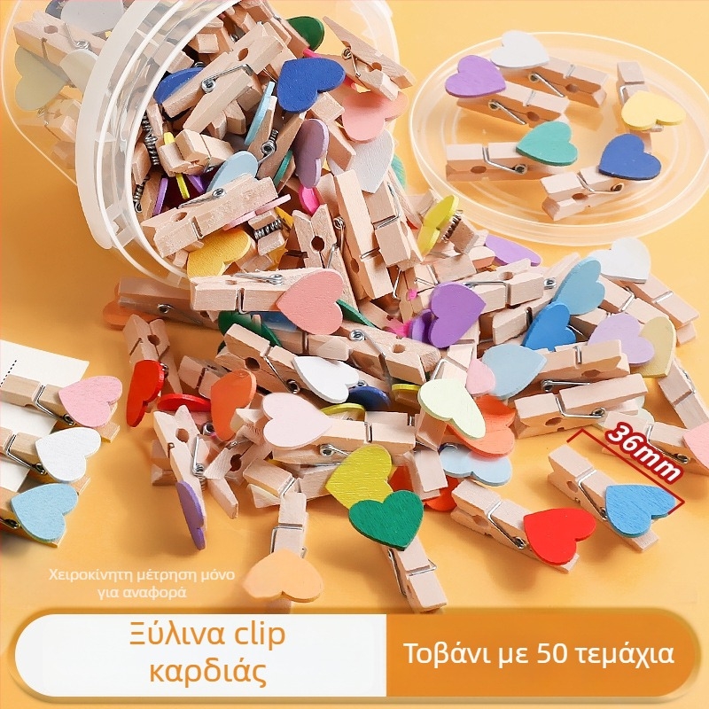 Ξύλινα κλιπ φωτογραφιών, ορθογώνια, σετ 100 τεμαχίων, με ετικέτες από σχοινί κάνναβης