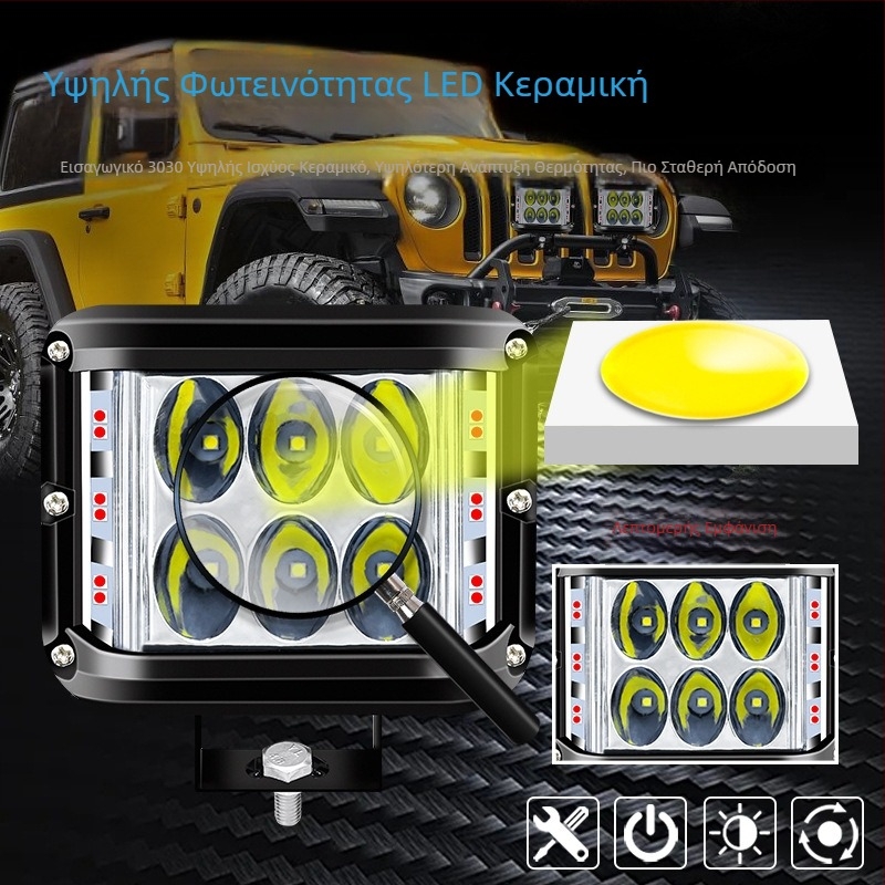 LED φως εργασίας αυτοκινήτων με τρεις πλευρές - 36W, 3000lm, 9-36V, αλουμίνιο