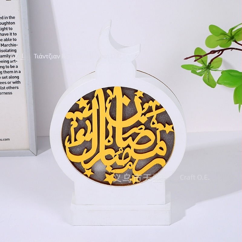 Ξύλινο διακοσμητικό σε σχήμα ρολογιού με μοτίβο αστέρι-φεγγάρι για σύγχρονη οικιακή διακόσμηση