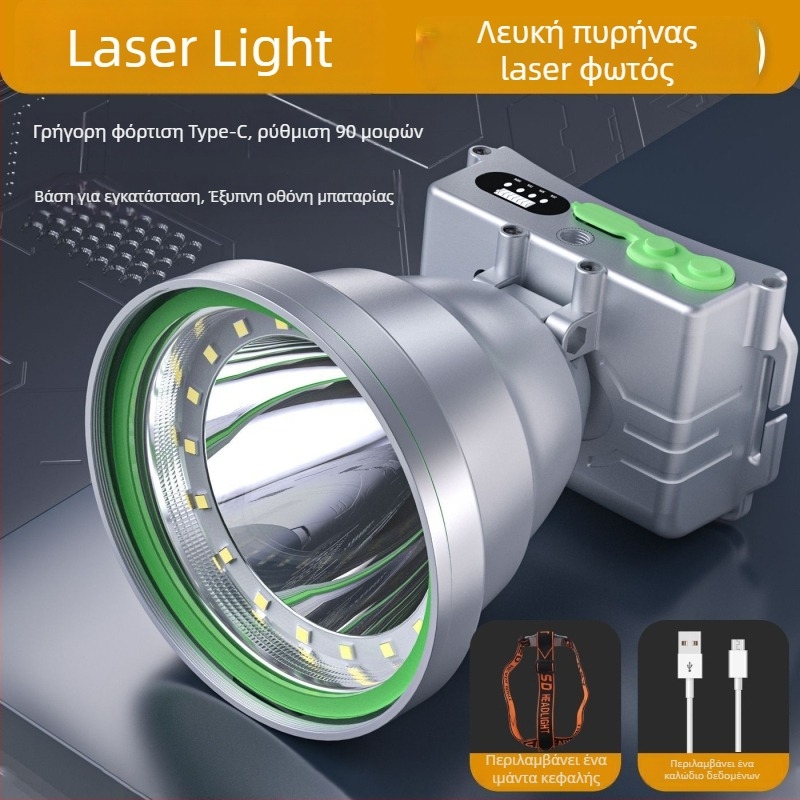 LED εξωτερικός φακός κεφαλής από κράμα αλουμινίου, τροφοδοσία με μπαταρία, χωρητικότητα μπαταρίας 6000, ισχύς 100, LED πηγή φωτός, εμβέλεια 200–500 μέτρα