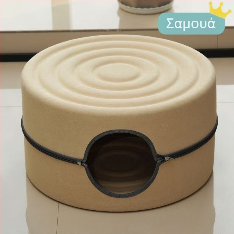 Φωλιά γάτας με μεγάλο εσωτερικό χώρο, ανθεκτικό σε γδαρσίματα φελτ, ημι-κλειστή κυκλική σχεδίαση, πλένεται, κατάλληλη για εσωτερική χρήση όλο τον χρόνο, ζεστή