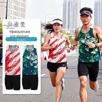 Unisex γιλέκο μαραθωνίου για τρέξιμο με γρήγορο στέγνωμα, ύφασμα από 90% πολυεστέρα και συνθετικές ίνες, διαπνέον, χωρίς ραφές με κολλητή ταινία, κατάλληλο για όλες τις εποχές