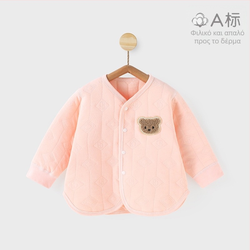 Βρεφικό χειμερινό καπιτονέ βαμβακερό τοπ, τριών επιπέδων, με V-λαιμό και εξωτερικό γιλέκο