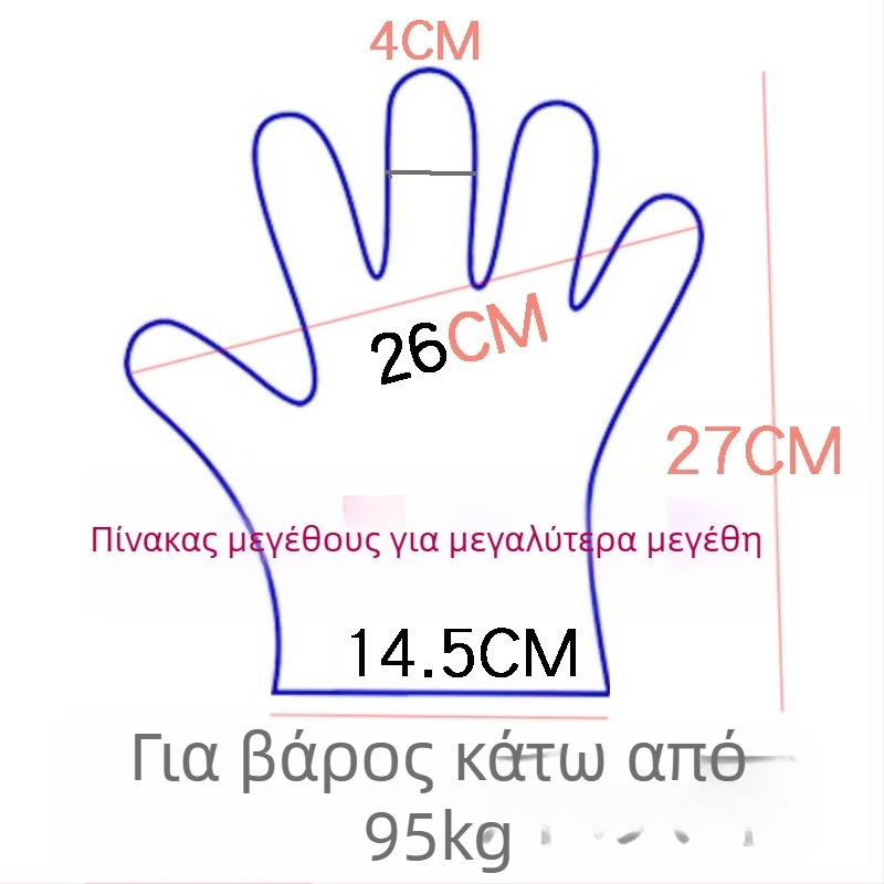 Γάντια μίας χρήσης από πλαστικό, παχυνμένα, ανθεκτικά στη φθορά, ατομικά συσκευασμένα