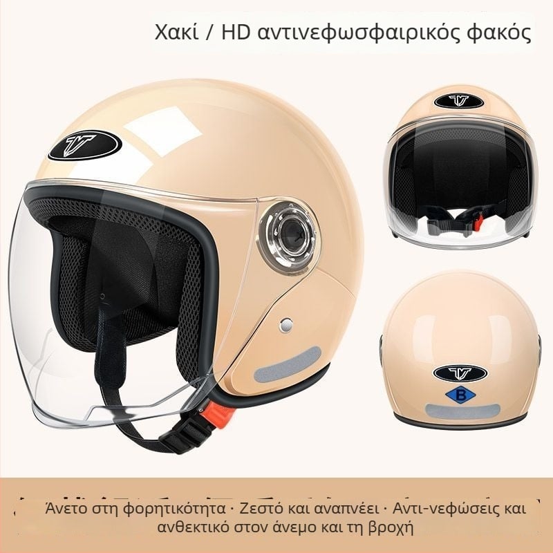 Ηλεκτρικό κράνος μοτοσικλέτας – μισό κράνος, παγκόσμια εφαρμογή, καλοκαιρινή χρήση, πιστοποίηση TCO99, δυνατότητα εξατομίκευσης