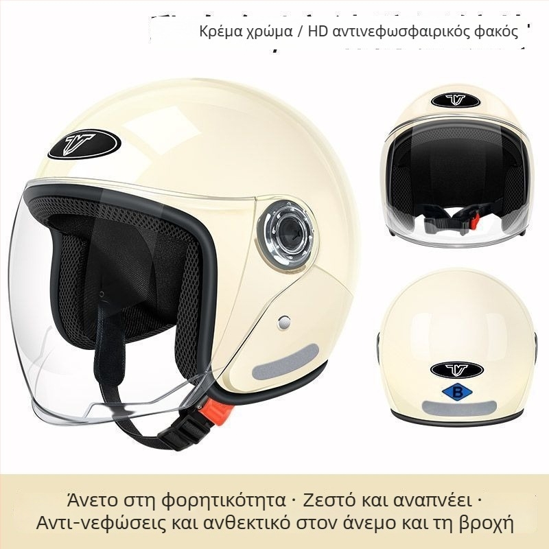 Ηλεκτρικό κράνος μοτοσικλέτας – μισό κράνος, παγκόσμια εφαρμογή, καλοκαιρινή χρήση, πιστοποίηση TCO99, δυνατότητα εξατομίκευσης