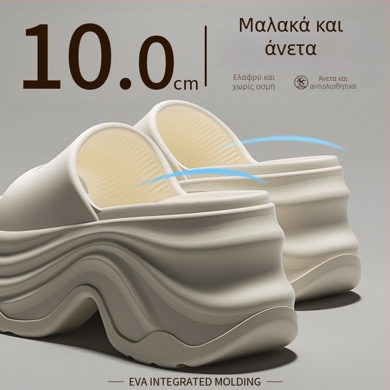 Γυναικεία σανδάλια ύψους 10 εκ., καλοκαίρι 2025, φαρδιά σόλα, αντιολισθητικά, μονό λουρί