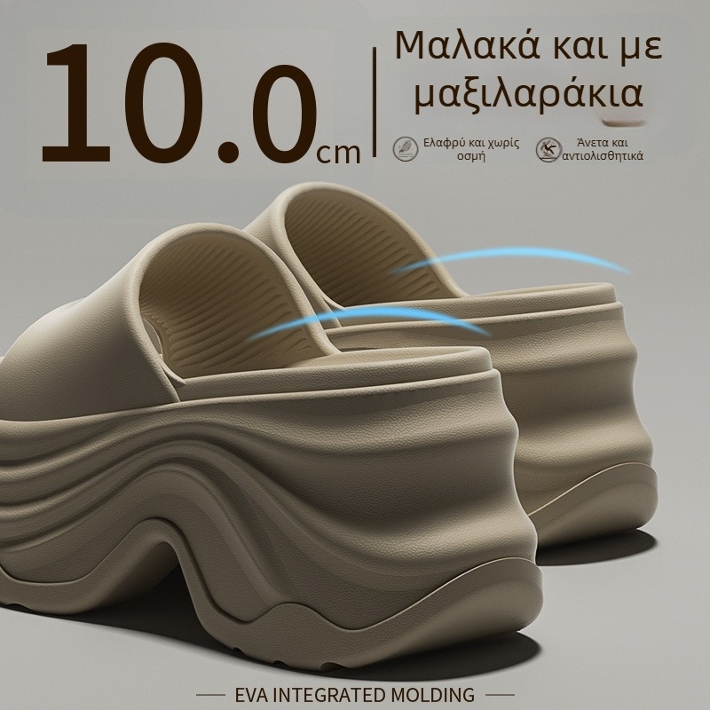 Γυναικεία σανδάλια ύψους 10 εκ., καλοκαίρι 2025, φαρδιά σόλα, αντιολισθητικά, μονό λουρί