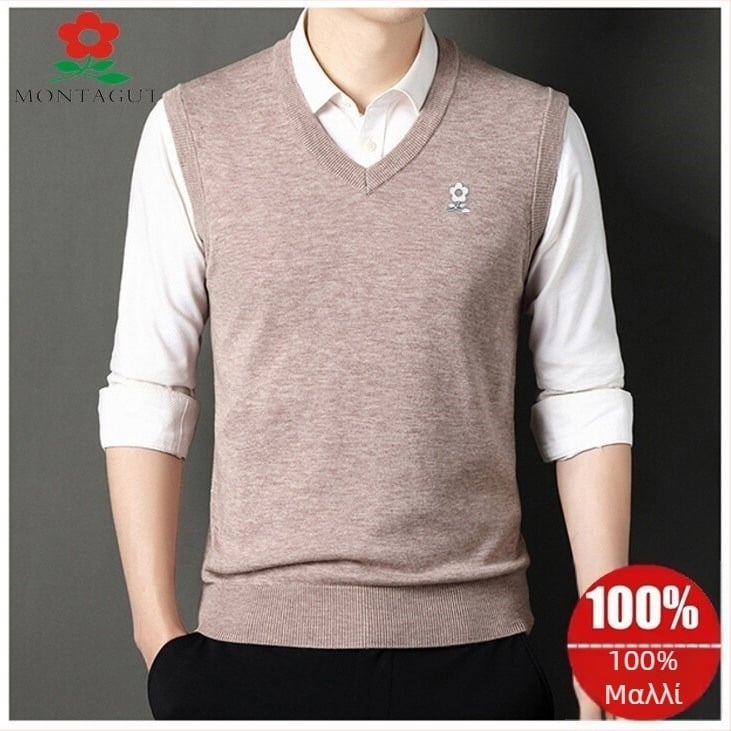 Ανδρικό πλεκτό γιλέκο με V-λαιμό, Corduroy με βάση το λινό, Φθινόπωρο 2025