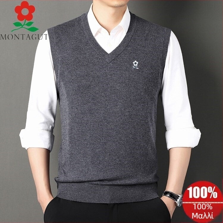 Ανδρικό πλεκτό γιλέκο με V-λαιμό, Corduroy με βάση το λινό, Φθινόπωρο 2025