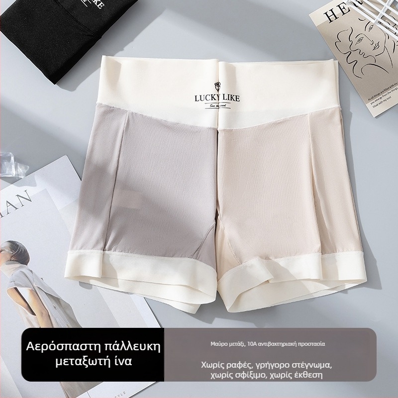 Γυναικείες Ασφαλείς Σορτς Εσωρούχων – Ice Silk Ύφασμα, Πλεκτό, Μεσαία Μέση, Νάιλον 78% με Επένδυση Καβάλου από Βισκόζη