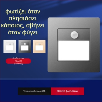 Φωτιστικό βήματος σκάλας με αισθητήρα κίνησης, ενσωματωμένος σχεδιασμός τύπου 86, LED φως βήματος, περίβλημα από PC, 220V