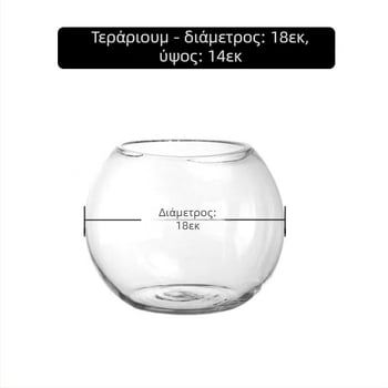 Κυκλικό γυάλινο βάζο υδροπονίας για παχύφυτα – φυσητό γυαλί, γυαλιστερή επιφάνεια, προσαρμόσιμο, εκτύπωση λογοτύπου