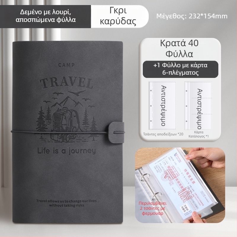 Θήκη για αποδείξεις κατάθεσης 1 - PU δέρμα, πολυλειτουργικός οργανωτής αποδεικτικών καταθέσεων, σφιγκτήρας 232×154 мм, κατάλληλο χαρτί 208×103 мм, δυνατότητα προσαρμογής