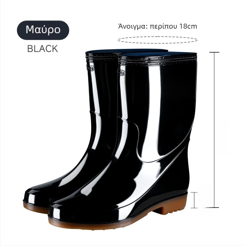 JSM Unisex Μποτάκια Βροχής για Κατασκευές, Αδιάβροχα, Αντιολισθητικά, Υψηλή Τούμπα, Πλαστικό Επάνω και Σόλα, Υφασμάτινο Πάτο