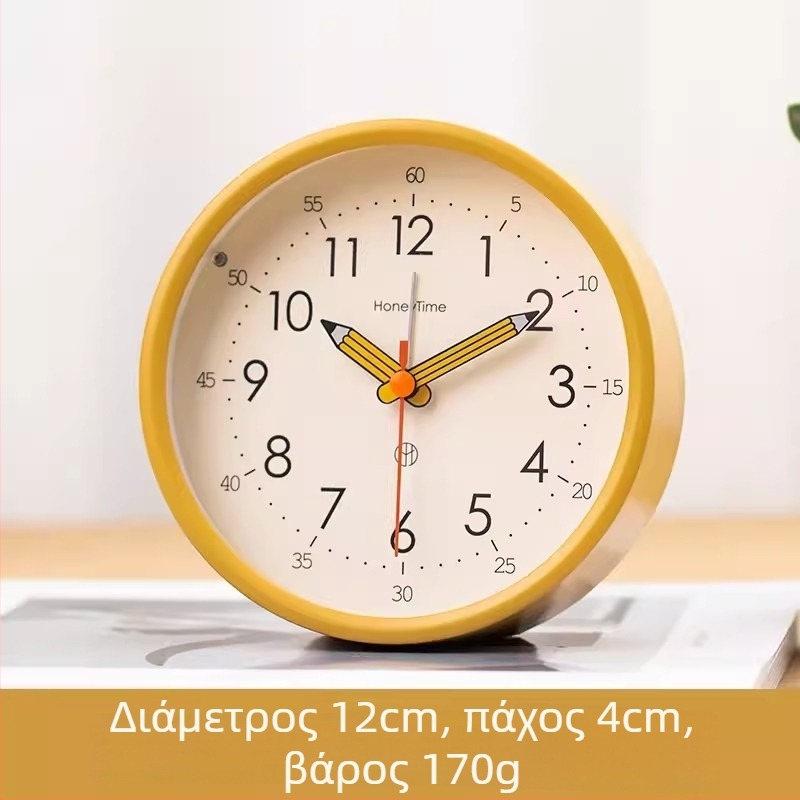 Επιτραπέζιο ρολόι αφύπνισης με αναλογική οθόνη, κίνηση με ομαλό πέρασμα δευτερολέπτων, λειτουργεί με μπαταρία και διαθέτει αφύπνιση