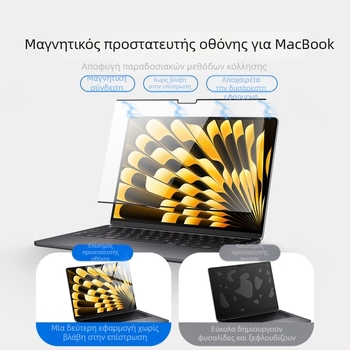 Μαγνητικό προστατευτικό οθόνης MacBook, PET υλικό γερμανικής προέλευσης, μηχανική κατεργασία, συμπεριλαμβάνεται κιτ εργαλείων, συμβατό με MacBook