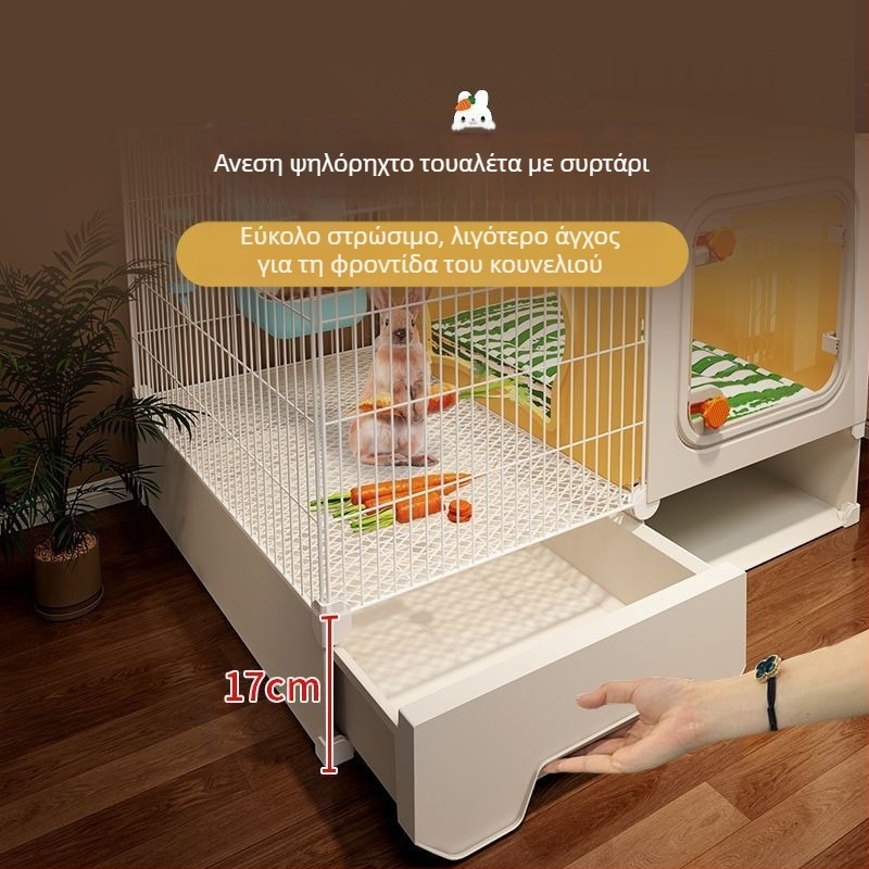 Πλαστικό κλουβί για κουνέλια με τουαλέτα, κατάλληλο για ινδικά χοιρίδια, για εσωτερική χρήση