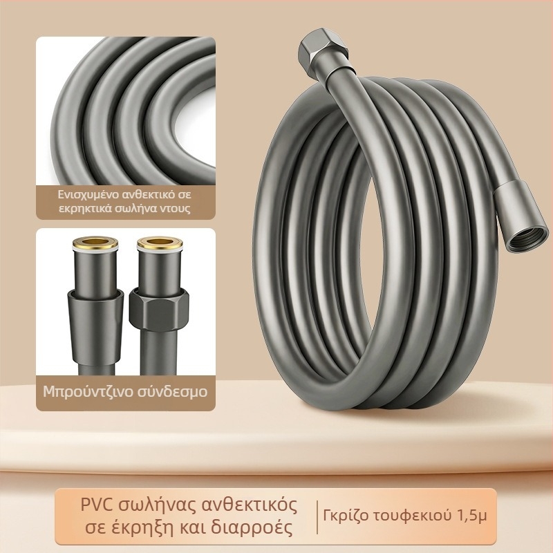 Ανοξείδωτος σωλήνας ντους, επιτοίχιος, ορείχαλκινος συνδετήρας, μέγιστη θερμοκρασία 80°C, ονομαστική πίεση 1 MPa