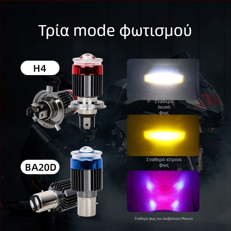 LED προβολέας μοτοσικλέτας, περίβλημα από αεροπορικό αλουμίνιο, 12V, LED πηγή φωτός, συγκεντρωτικός φακός, προστασία IP64