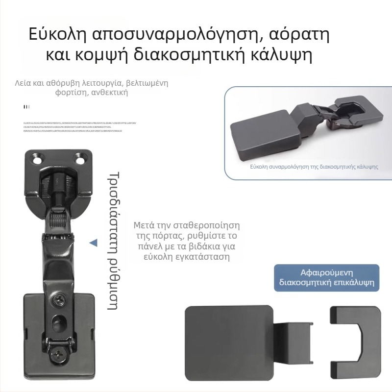 Ultra-thin μεντεσέ ντουλαπιών με κοντό βραχίωνα, υδραυλική απόσβεση, ενσωματωμένος και ρυθμιζόμενος για πόρτες ντουλαπιών, γκαρνταρόμπας και βιβλιοθηκών • Υλικό: ψυχροκυλιωμένος χάλυβας • Φινίρισμα: ηλεκτροπλατίωση