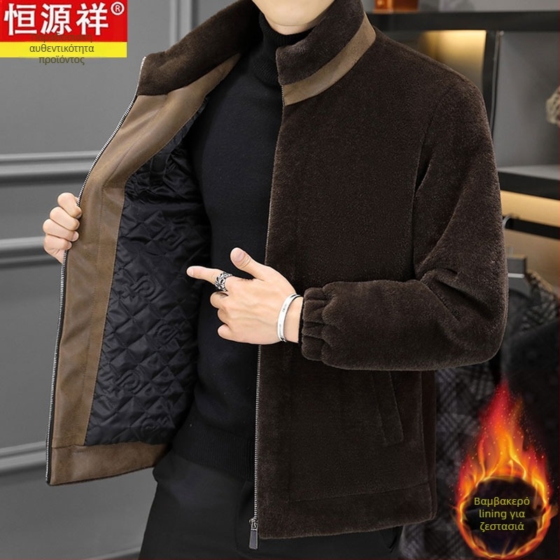 Ανδρικό Mink Velvet μπουφάν – με σταθερό γιακά, φερμουάρ, παχύ πολυεστερικό φλίς, άνετη γραμμή, πλαϊνές τσέπες