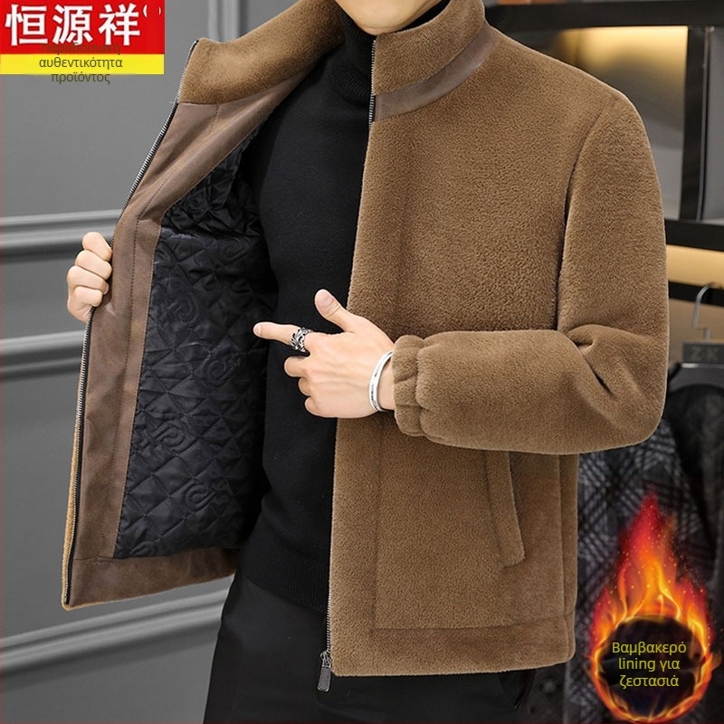 Ανδρικό Mink Velvet μπουφάν – με σταθερό γιακά, φερμουάρ, παχύ πολυεστερικό φλίς, άνετη γραμμή, πλαϊνές τσέπες