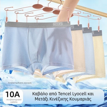Αναπνεύσιμα αντιβακτηριακά εσώρουχα αγοριών από ice-silk ύφασμα, μποξέρ για παιδιά με μεσαίο έως μεγάλο ανάστημα