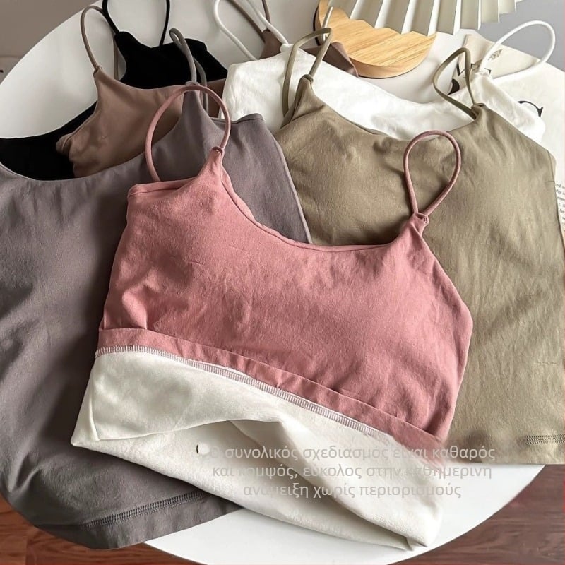 Γυναικείο Camisole με επένδυση fleece και παχιά υφή – φθινόπωρο/χειμώνας, μονόχρωμο, στενή γραμμή, διαμορφωμένη πλάτη