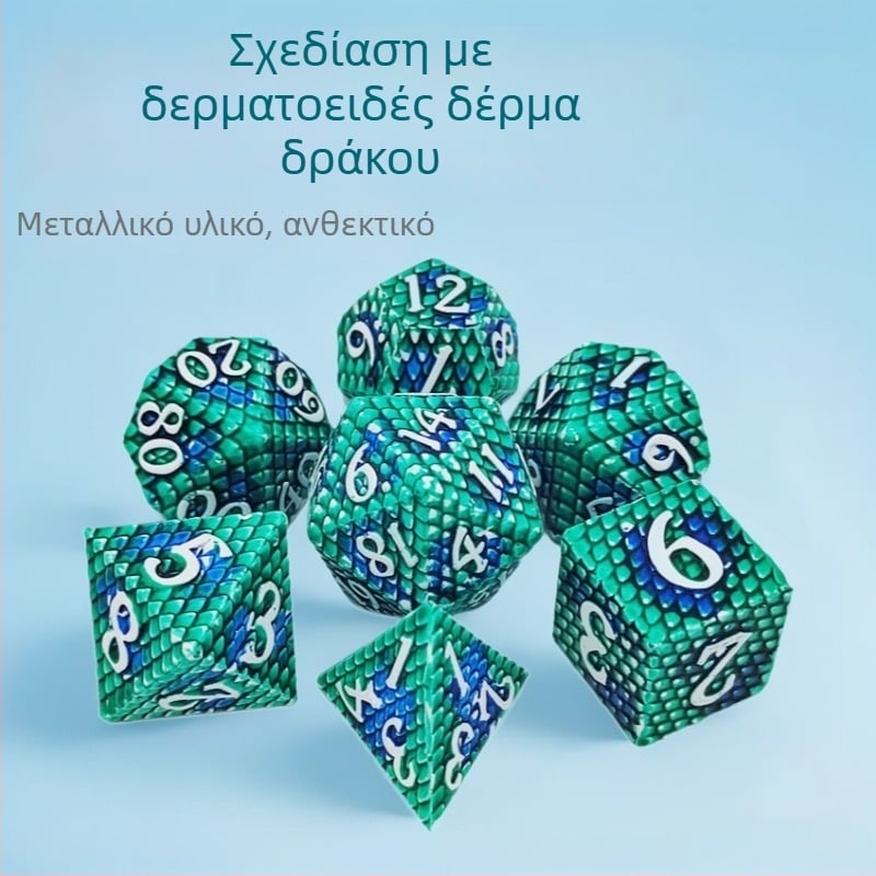 Μεταλλικά ζάρια με μοτίβο dragon-scale, χρωματικά ανάμικτα, για σκάκι και παιχνίδια καρτών; κράμα ψευδαργύρου; πολυπλευρικός σχεδιασμός; σχεδίαση με ορθή γωνία; προέλευση Shenzhen
