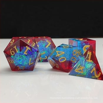 Ζάρια από ρητίνη για Cthulhu D&D TRPG, πολυεδρικά D20, σετ 7 τεμαχίων, με δυνατότητα προσαρμογής