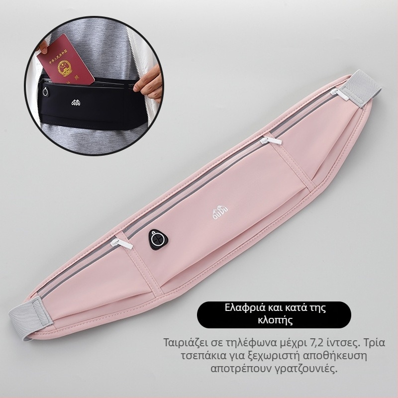 Improved αντικλεπτική νάιλον τσάντα μέσης για άνδρες — θήκη διαβατηρίου και τηλεφώνου, αναπνεύσιμη, ανθεκτική στη φθορά, επένδυση PU, αθλητικό crossbody