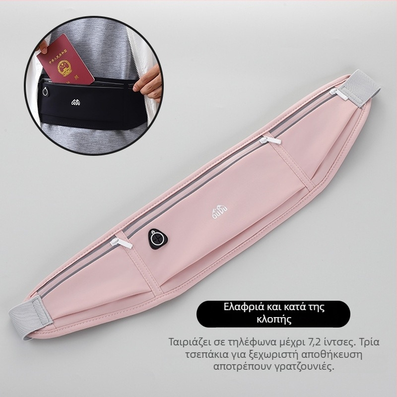 Improved αντικλεπτική νάιλον τσάντα μέσης για άνδρες — θήκη διαβατηρίου και τηλεφώνου, αναπνεύσιμη, ανθεκτική στη φθορά, επένδυση PU, αθλητικό crossbody