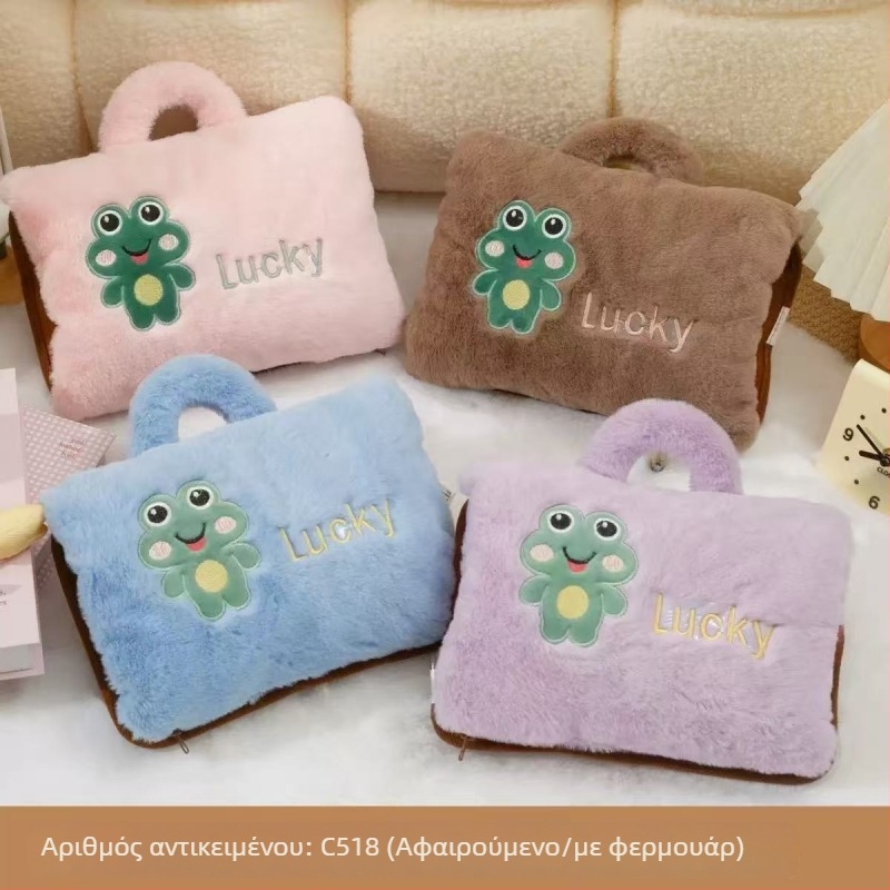 Επαναφορτιζόμενη φιάλη ζεστού νερού με καρτούν σχέδιο, ηλεκτρικός θερμαντήρας ανθεκτικός σε εκρήξεις, θήκη από βελούδινο ύφασμα με φερμουάρ για θέρμανση χεριών, αποσπώμενο και πλένεται, Corduroy, μοντέλο Double Hands, 220V, 500W, Μέθοδος θέρμανσης: Φόρτιση