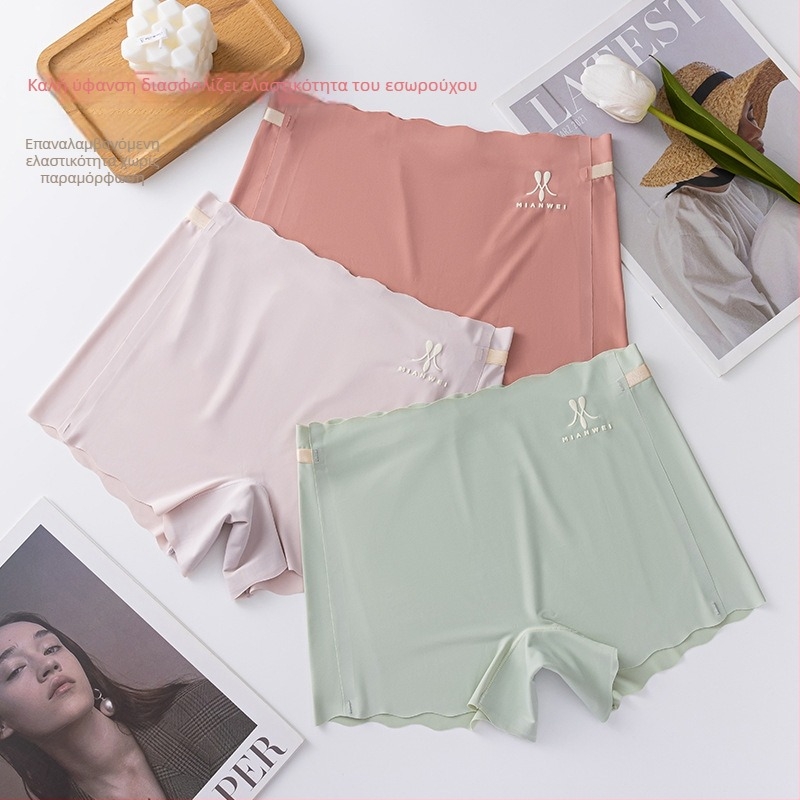 Γυναικείο εσώρουχο ασφαλείας από ice-silk ύφασμα, πλεκτό, ψηλή μέση, 88% νάιλον, επένδυση καβάλου 100% βαμβάκι