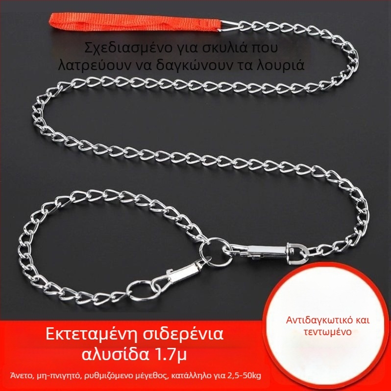 Λουρί σκύλου με σιδερένια αλυσίδα – αλυσίδα/σκοινί για κατοικίδια, μενταγιόν