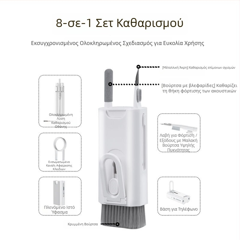 Σετ καθαρισμού οθονών All-in-One με σπρέι και στυλό καθαρισμού, για φορητό υπολογιστή, κινητό, ακουστικά, λευκό πίνακα και ψηφιακή κάμερα