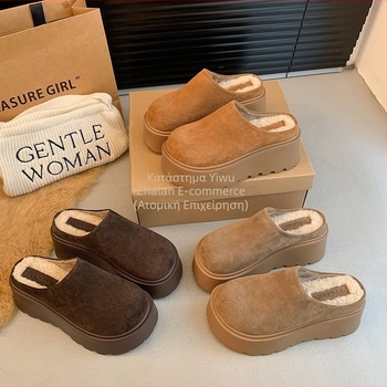 Γυναικείοι λοφάρ με wrap-toe, εθνοτικό στυλ, άνω μέρος από διπλό δέρμα αγελάδας, σόλα από καουουκ, στρογγυλή μύτη, φθινόπωρο 2024