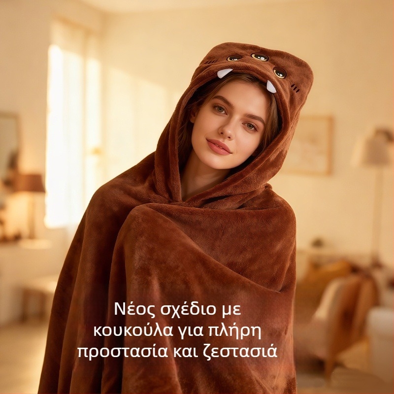 Κουβέρτα με κουκούλα Xiaozhi Benjia - πολυεστέρας, 400 γρ, προσαρμογή, στυλ καρτούν